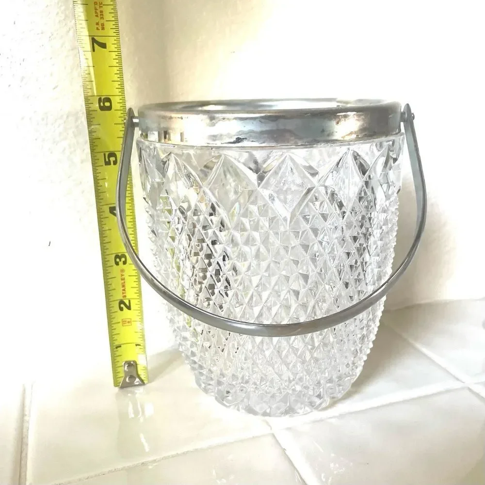 Small vintage glass and silver ice bucket